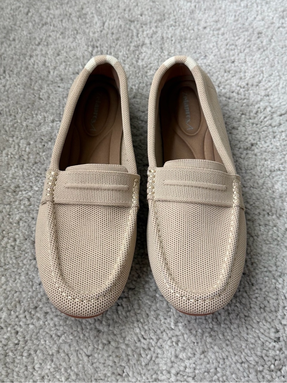 Comfortiva Women’s Beige Knit Loafers